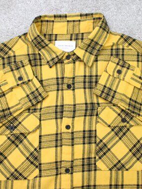 Saint Morta Flannel Shirt Mens XL Yellow/Black Plaid Culture Kings Long Sleeve‎